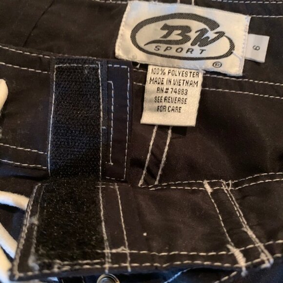 BW Sport Board Shorts Black w white trim Size 6 - Picture 5 of 5